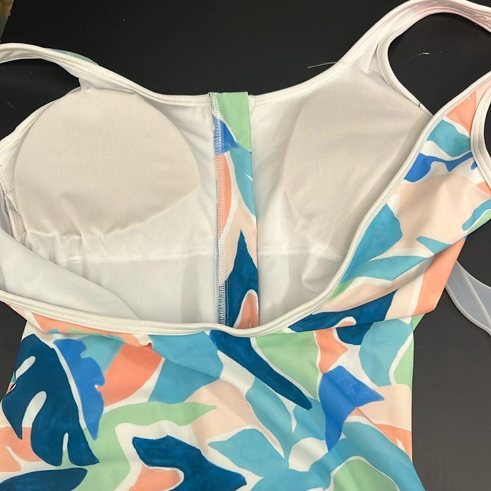 Multi-Color 3/4 Zip Bathing Suit One Piece